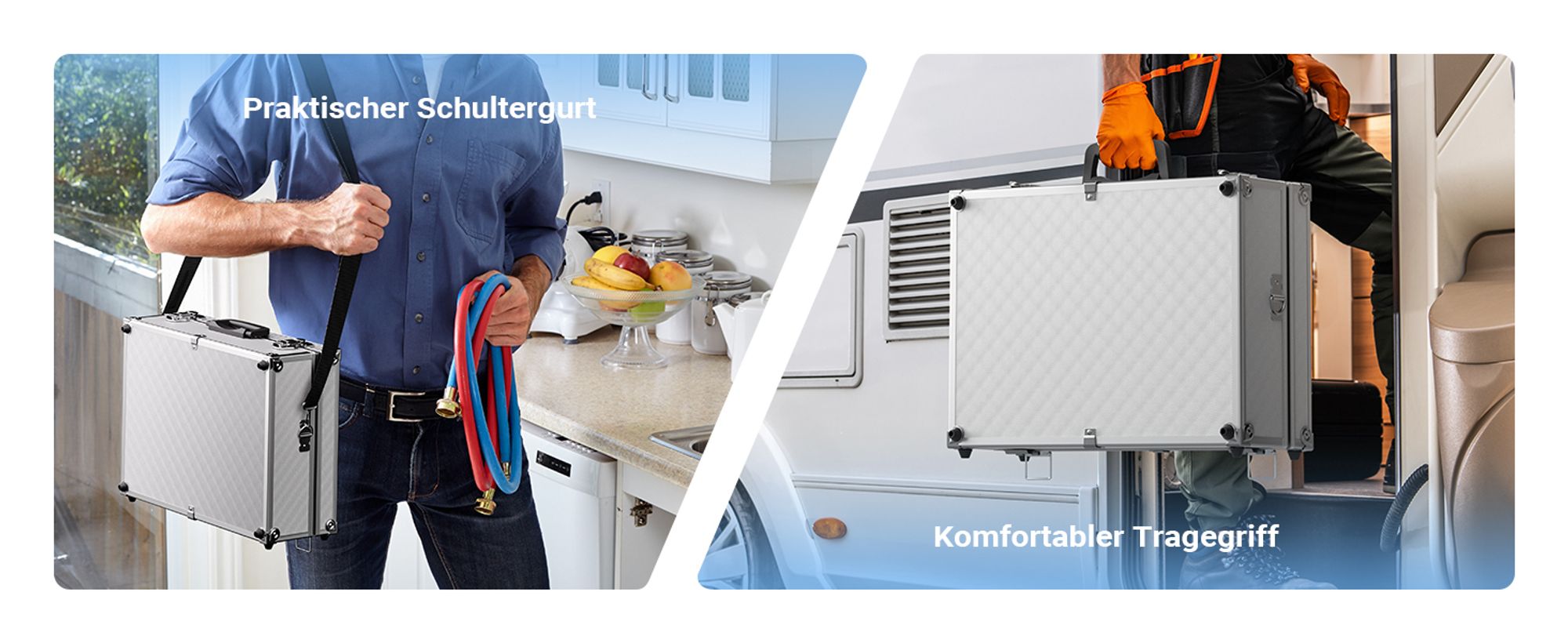 Wiltec Alu Universalkoffer 46x33x15,2 cm, Alubox abschließbar für Aufbewahrung und Transport von Werkzeug, Messgeräten usw., mit Griff und Tragegurt
