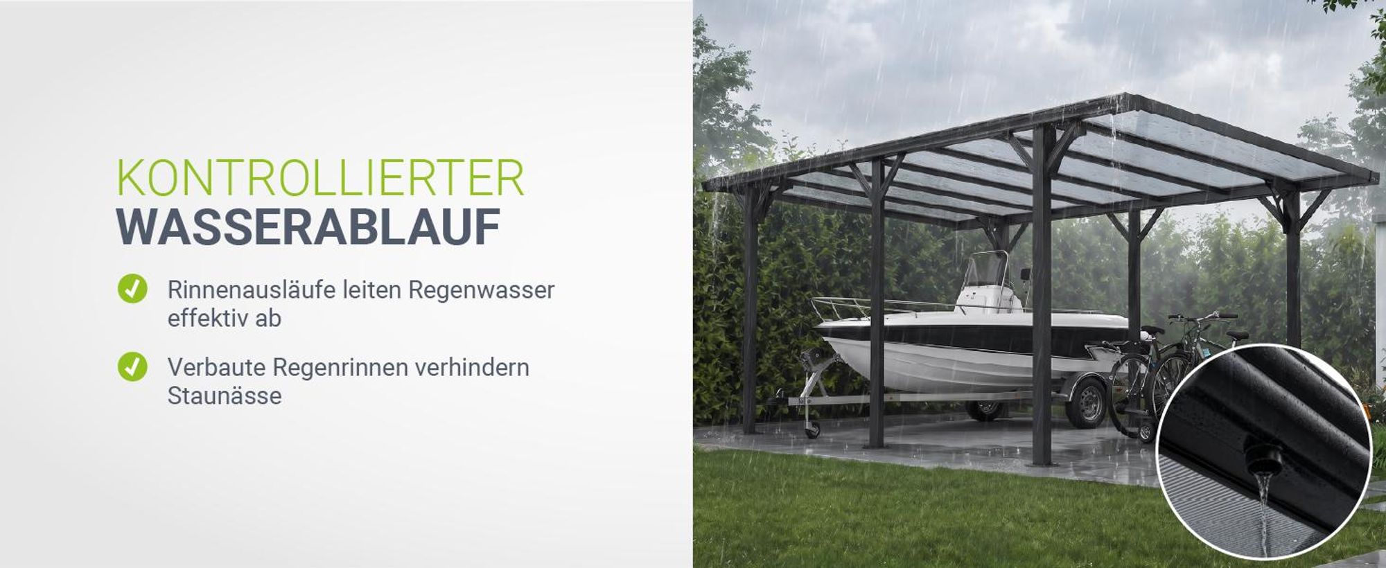 Juskys Carport mit Flachdach 5x3 m - Überdachung aus Aluminium mit Doppelstegplatten - Unterstand für Autos - freistehende Montage - Dunkelgrau