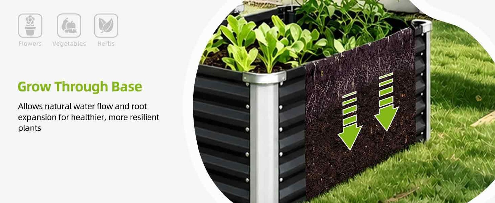 Hochbeet 120x58x46cm, Gartenbeet verzinkte Hochbeet, Pflanzgefäße stabil, Schwarz