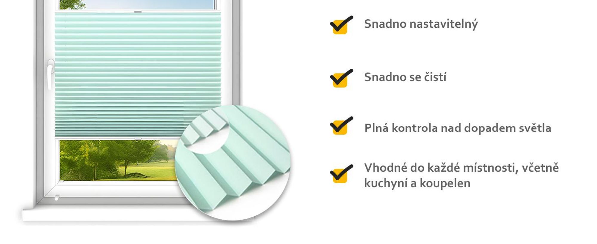 time4blinds - Plisovaná roleta, skládací roleta, zástěna, bílá, 60x180cm