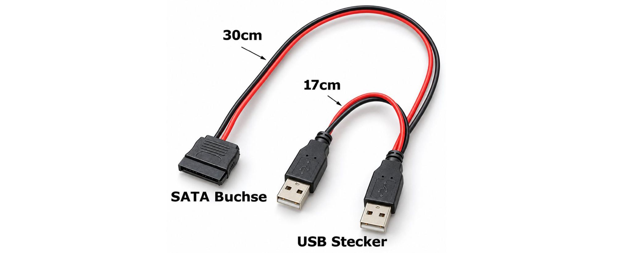 D59 USB-A zu SATA 15-Pin Stromkabel Adapter für 2,5 Zoll SSD HDD Festplatte, USB Stecker auf SATA Stromanschluss für PC Notebook Festplatten