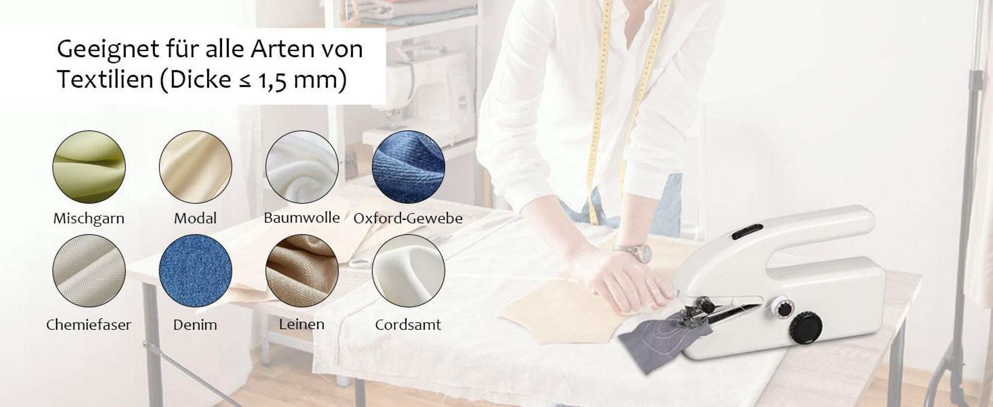 Nähmaschine, Handnähmaschine, Elektrische Reisenähmaschine, Mini-Nähmaschine, 2 Geschwindigkeiten, für Anfänger & Schnelle Reparaturen an Kleidung