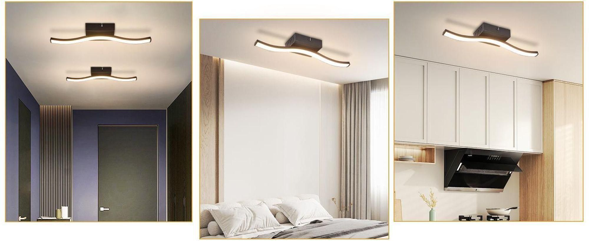 Plafonnier LED ZMH, lampe de couloir 6 W, 3000 K, noir, pour intérieur, chambre à coucher, cuisine, éclairage d'intérieur, blanc chaud