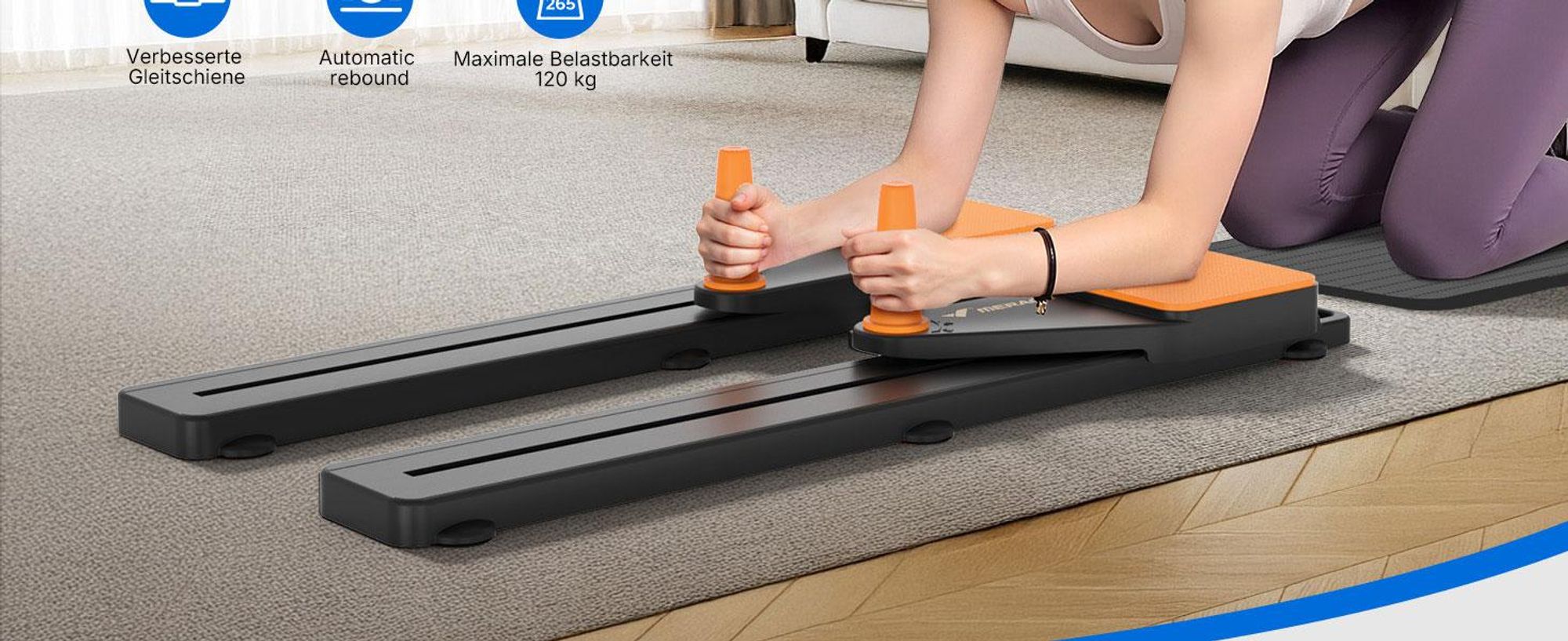 Multitrainer – 4-in-1 Pilates-Board, Push-Up-Bauchmuskel-Roller, Platzsparend, Bauchmuskelübungsgerät für Ganzkörpertraining