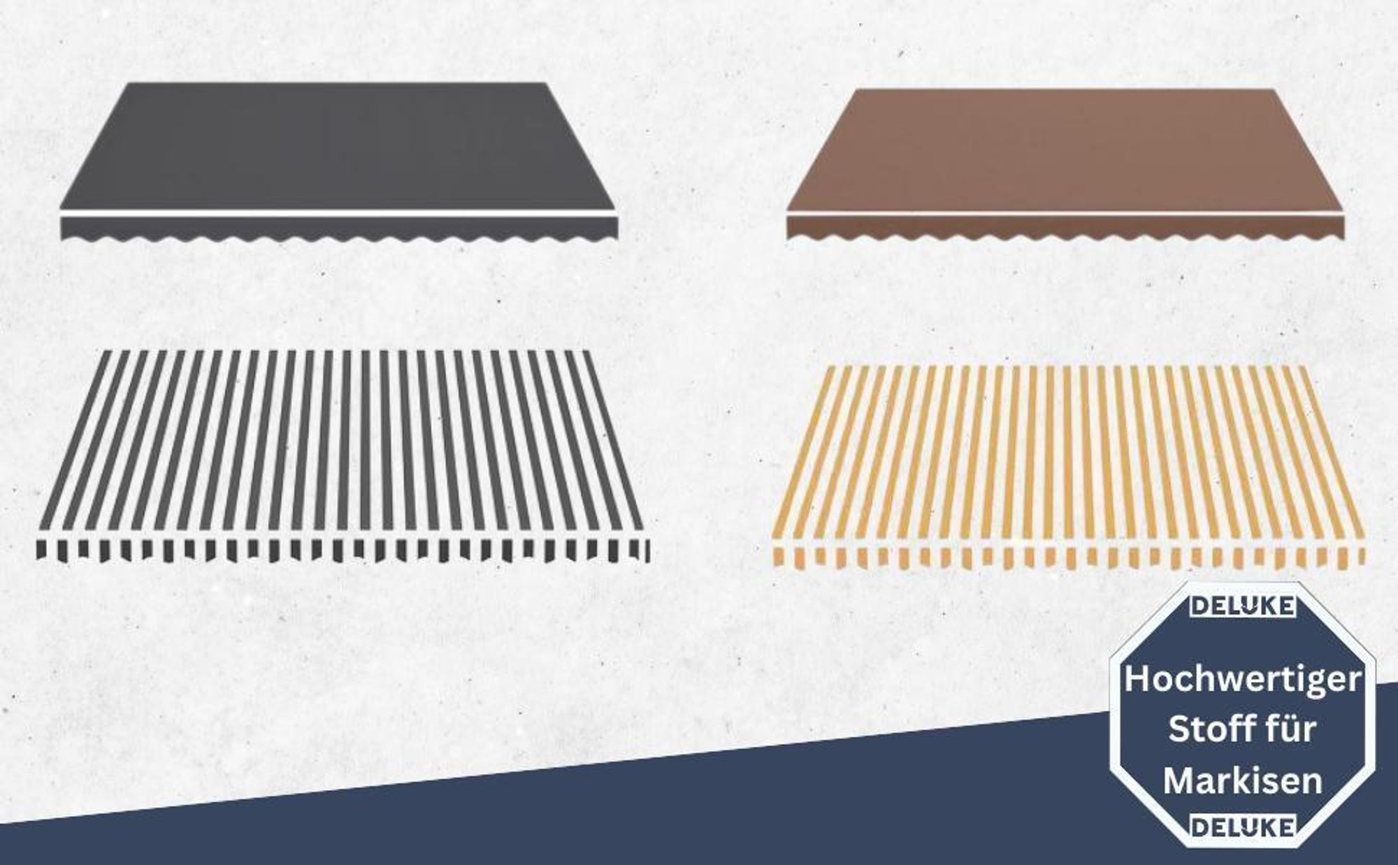 DELUKE® Markisenbespannung Markisenstoff Wasserabweisend Reißfest | Creme, für 300x250cm Rahmen | Markise mit Volant Markisen Ersatzstoff Markisentuch Sonnenschutz Markisenzubehör