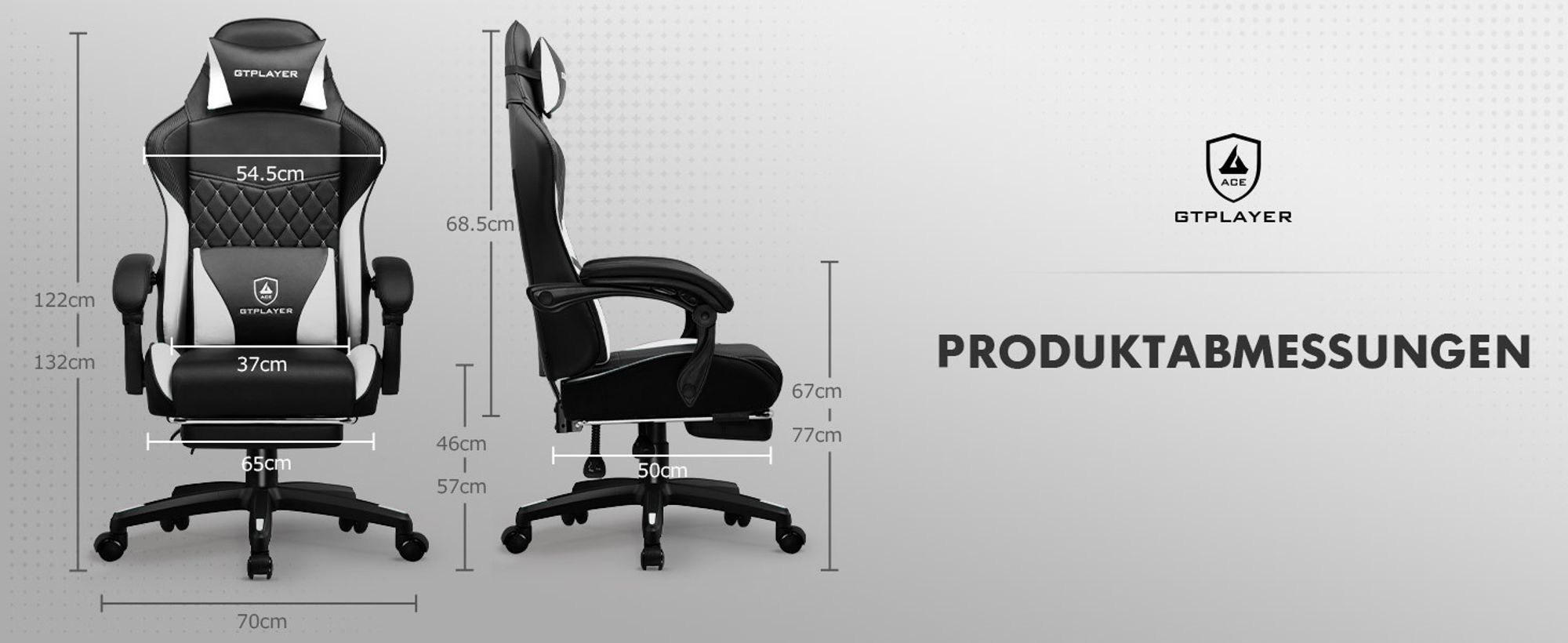 GTPLAYER Gaming Stuhl, Gaming Chair, Ergonomischer Höhenverstellbarer Bürostuhl, Zweckmäßig für Winter und Sommer, mit Doppelrückenlehne mit Fußstütz