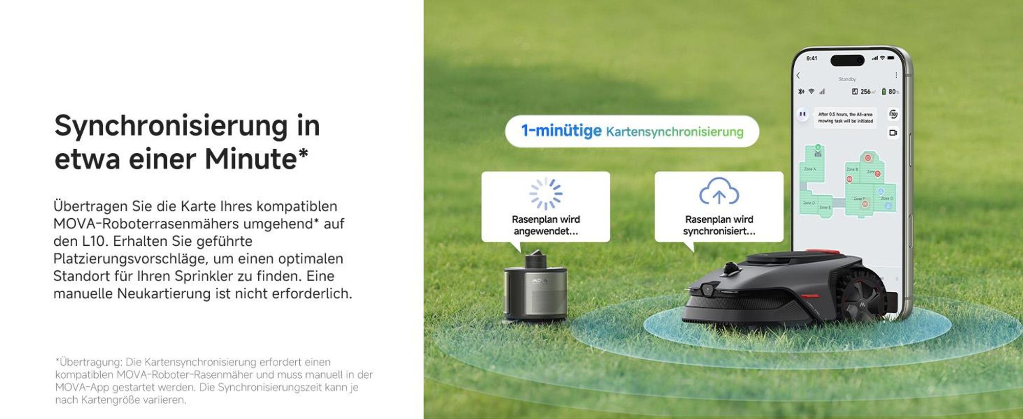 MOVA L10 Intelligenter Rasensprenger mit App & Solar, Automatische Gartenbewässerung WLAN, Regensensor, bis 500m²