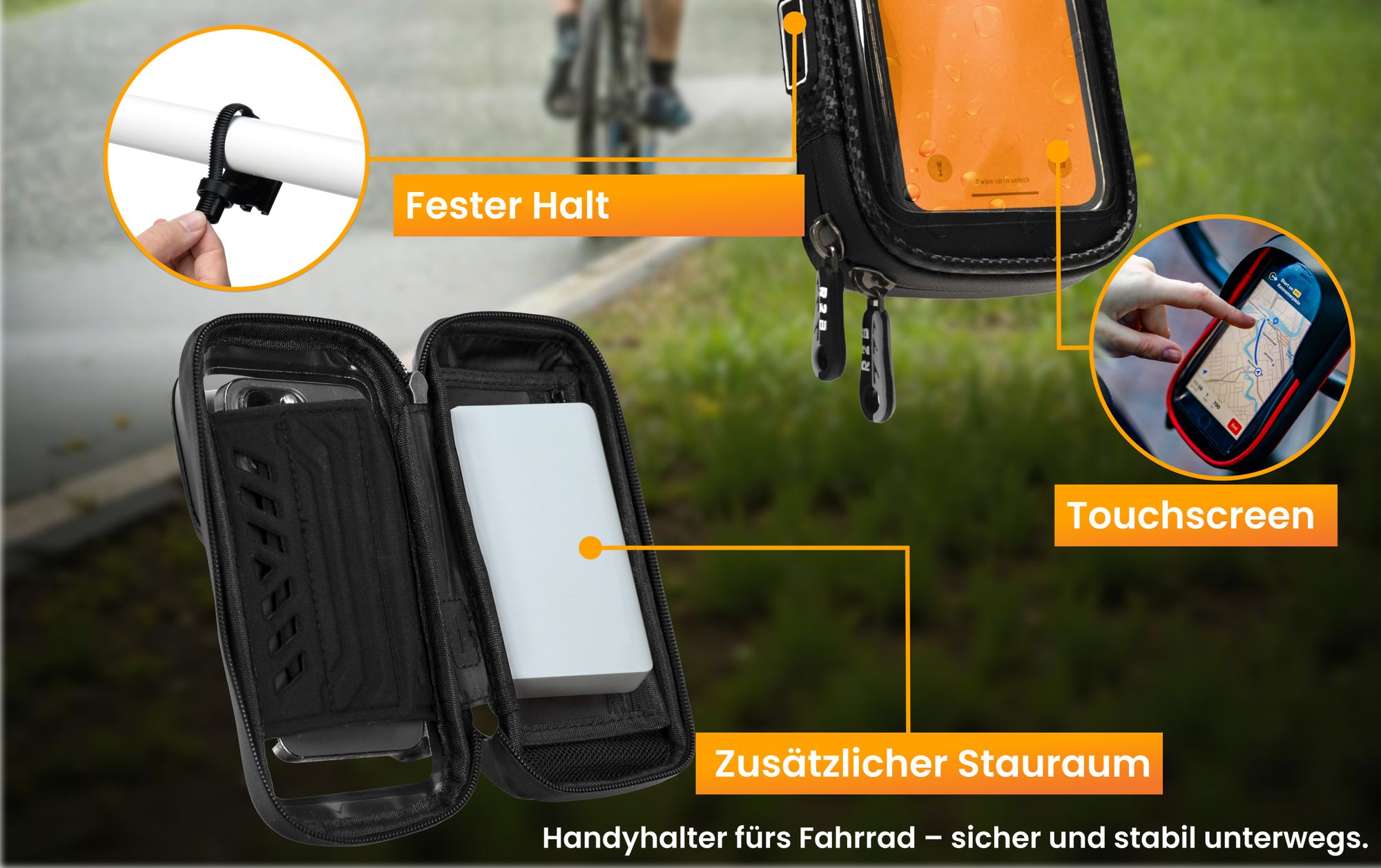 R2B Handyhalterung Fahrrad Wasserdicht - Universal fahrrad Handyhalterung, extra robuste Ausführung, Handyhalter fahrrad für Mountainbikes, Motorräde