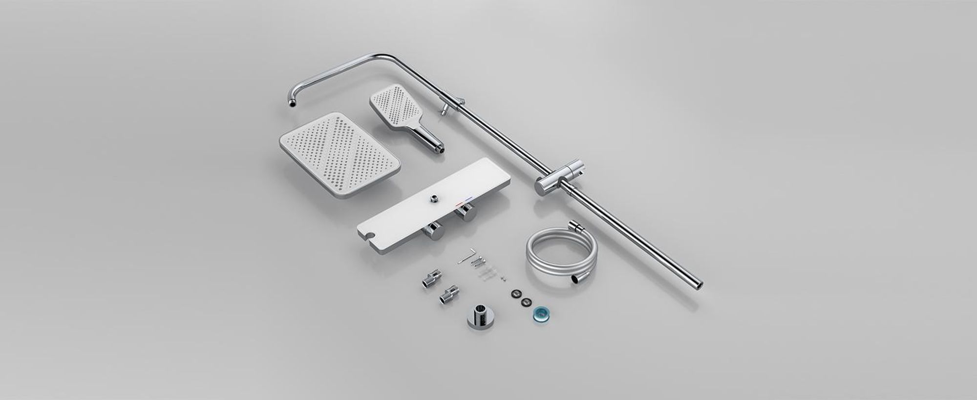 Homelody Duschsystem Thermostat, Regendusche Set mit Glasablage & 12 Zoll kopfbrause, 3 Strahlarten handbrause, Edelstahl Höhenver Duschset, Chrom
