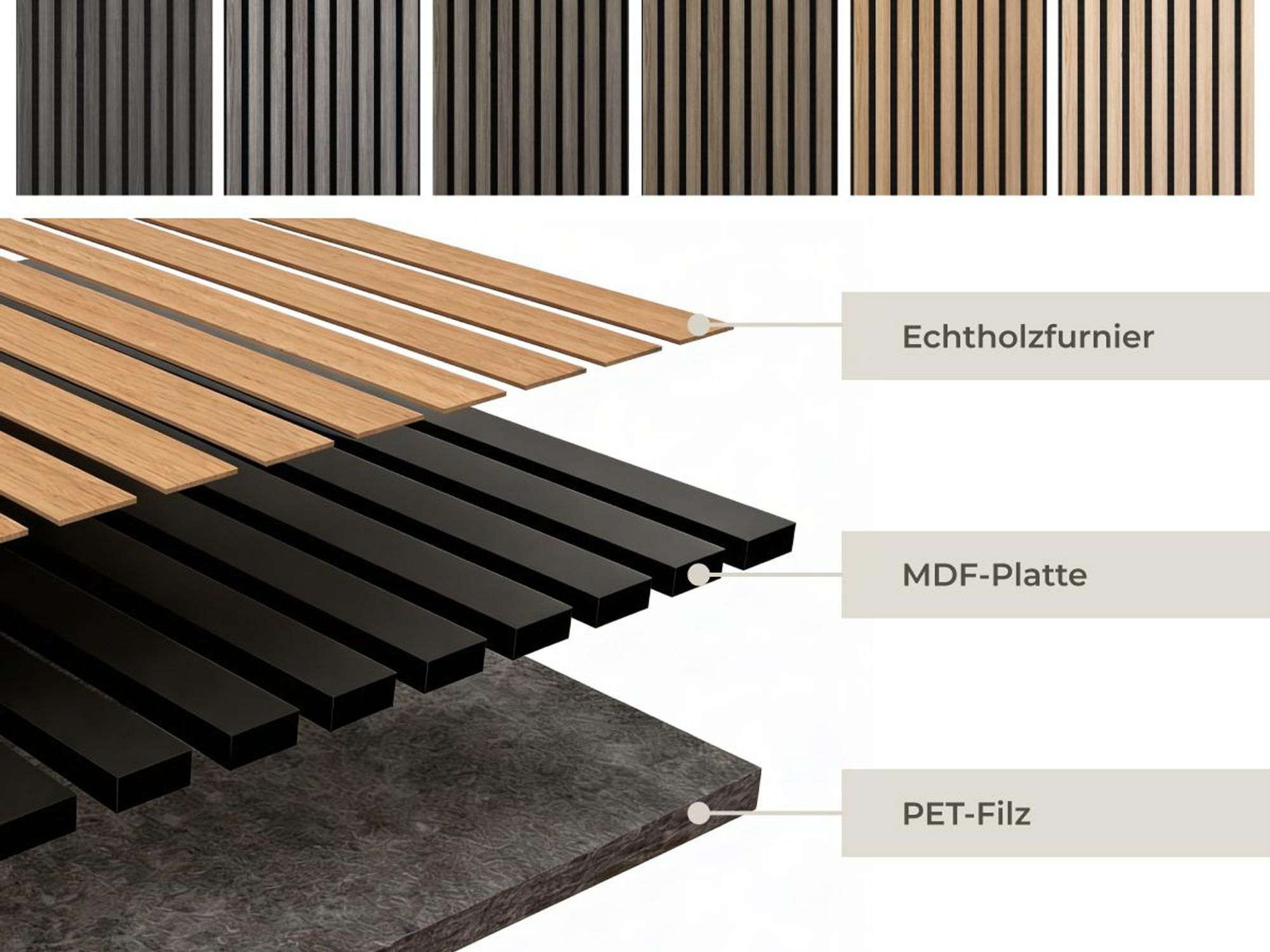 tectake® Akustikpaneele Sonic Wall Holzoptik in Eiche dunkel je 60 x 120 x 2,1 cm, Größe flexibel anpassbar