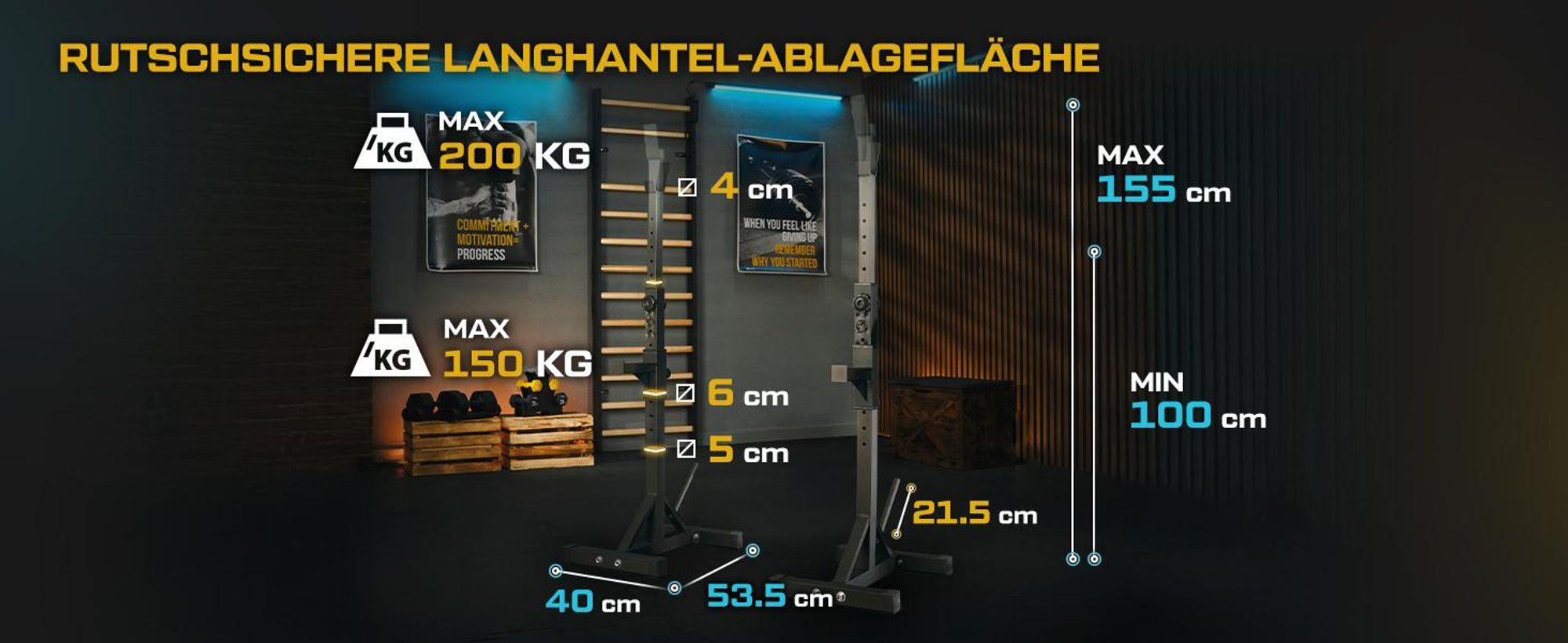 TREX SPORT Hantelbank mit Gewichten Set | Klappbare Trainingsbank, verstellbare Hantelablage, Sicherheitsablage, Bankdrücken | Hantelscheiben 66kg