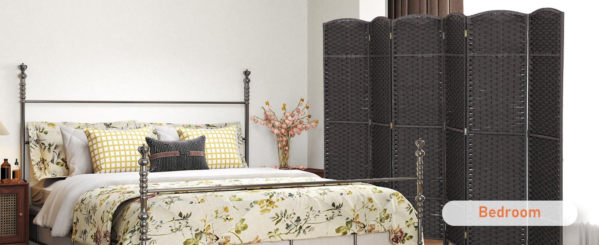 HOMCOM Parawan 6-częściowy 240 x 170 cm Parawan dzielący z drewna sosnowego, brązowy