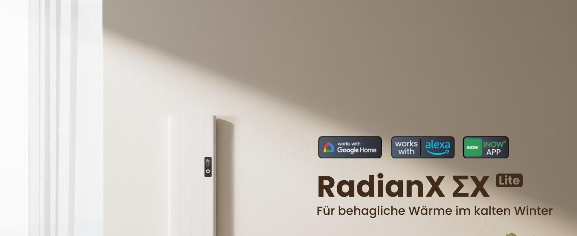 EMKE® Elektroheizung 1000W LCD Display Weiß Elektro Konvektor 1600x362x60mm WiFi + Alexa/Google Home, Wandmontage Elektroheizkörper für 9m² Raum