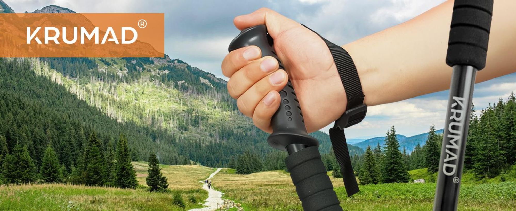 KRUMAD Trekkingstöcke, Nordic Walking Stöcke Aluminium, 2 Stück, Teleskopische Wanderstöcke verstellbar 53–110 cm / 64–134 cm, für Damen und Herren
