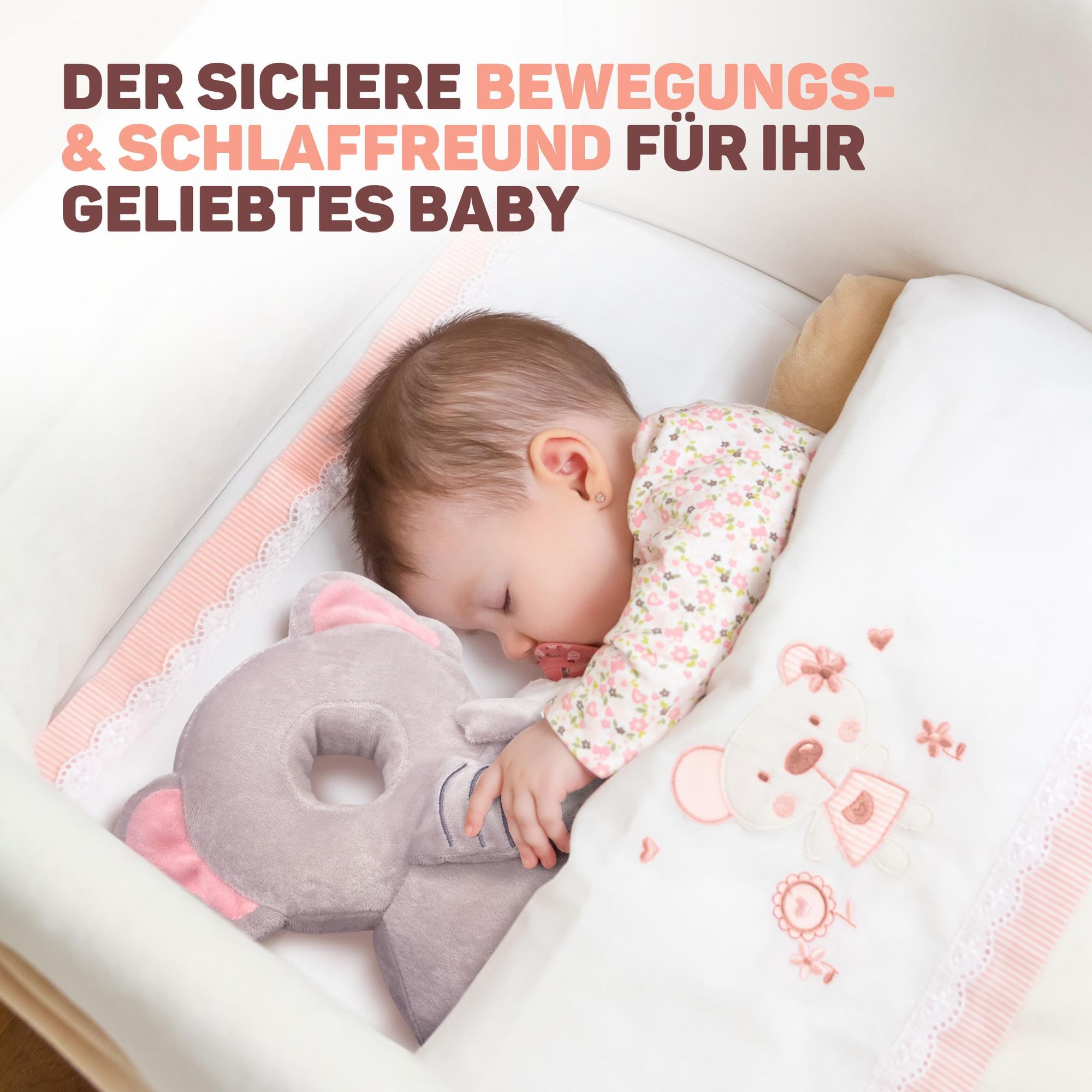 Vulpes Goods Baby Kopfschutz, Fallschutz-Rucksack für Kinder, 3D Elefantenform, Kopf-Rückenprotektor Kleinkinder, sicher Krabbeln & Gehen lernen