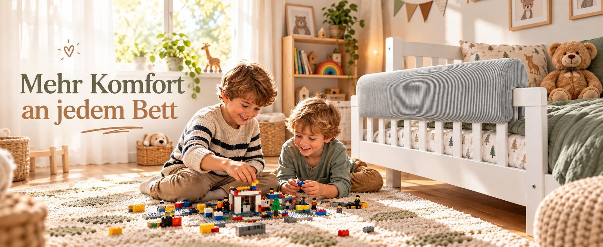 Bettkantenschutz 90 cm Kantenschutz Bettumrandung für Bettgitter Kinderbett Blau
