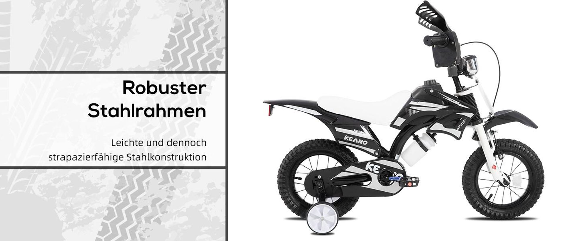 JOYSTAR 12 Zoll Kinderfahrrad im Motorradstil für 3-8 Jahren Jungen und Mädchen mit Stützrädern, Getränkehalter und Schutzblechen, Rosa