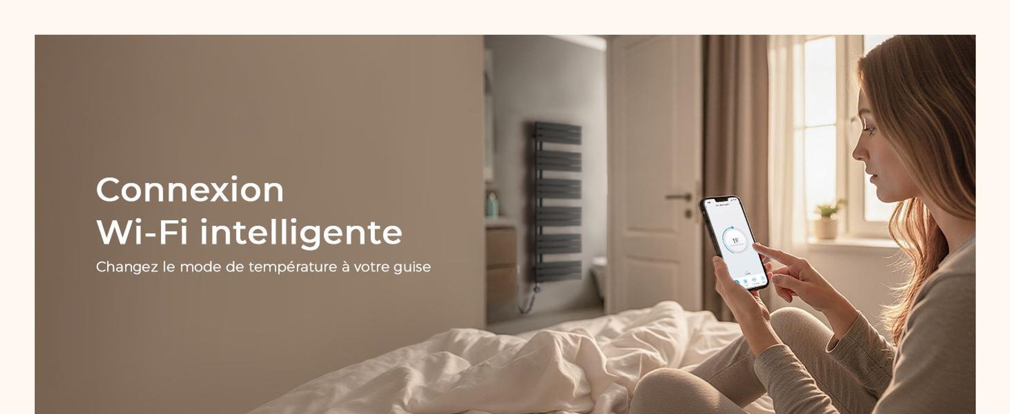 S'AFIELINA – Sèche-serviette électrique 1599×400 mm avec thermostat WiFi,minuterie programmable et écran LCD,800 W,Anthracite,idéal pour salle de bain