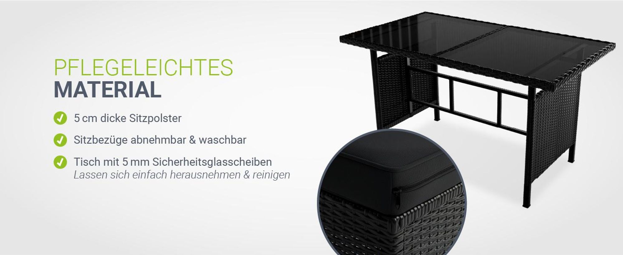 Juskys Polyrattan Lounge Manacor Schwarz und Grau