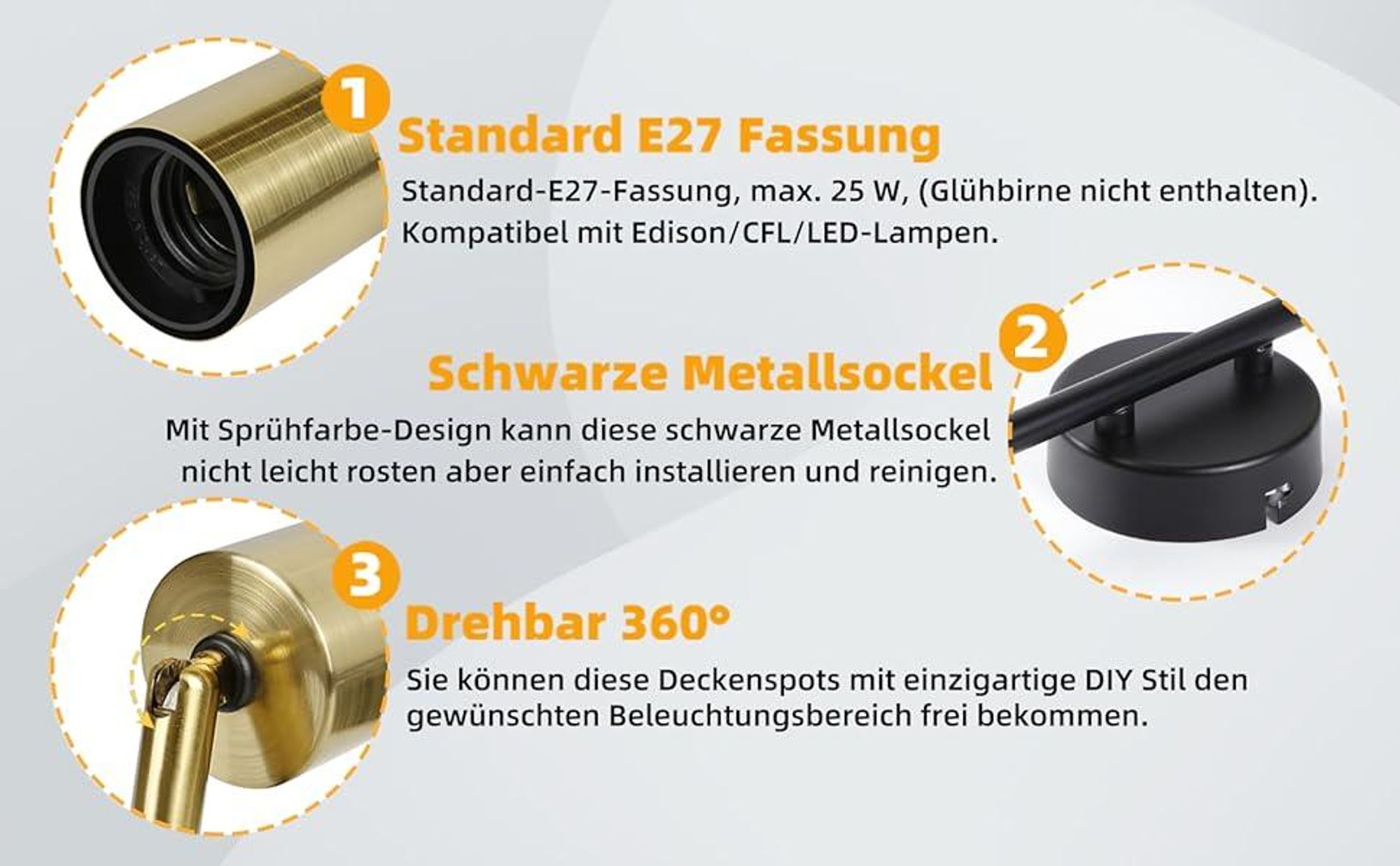 ZMH Deckenleuchte Schwarz Wohnzimmer Deckenstrahler mit 6 Flammig E27 Retro Metall für Schlafzimmer Küche Ohne Leuchtmittel
