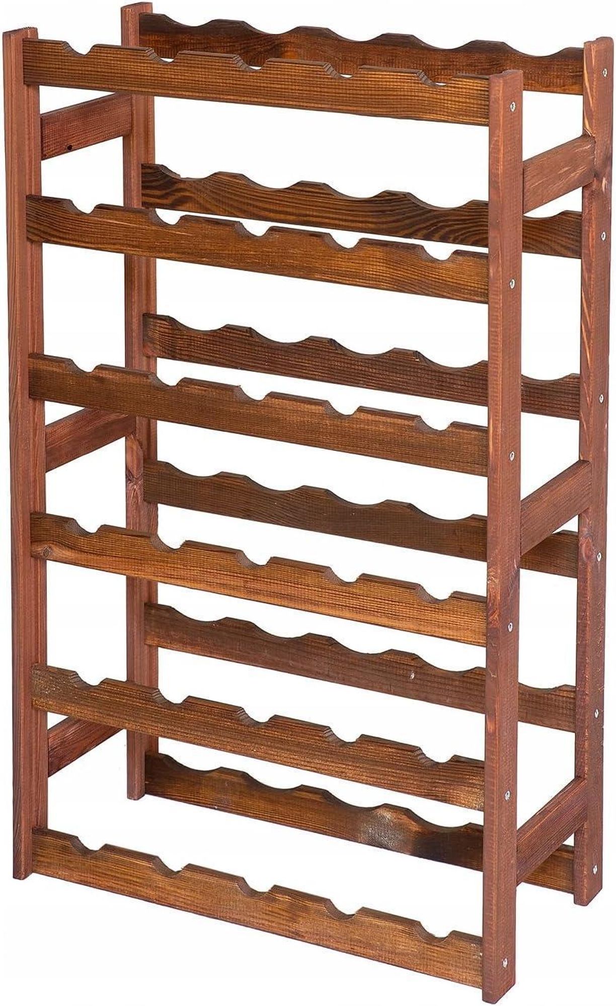 STOLMAK Weinregal aus Holz für 56 Flaschen Schwarz/Braun Kiefernholz 72,5x118x25 cm Flaschenregal Weinschrank Weinständer Flaschenhalter Kellerregal