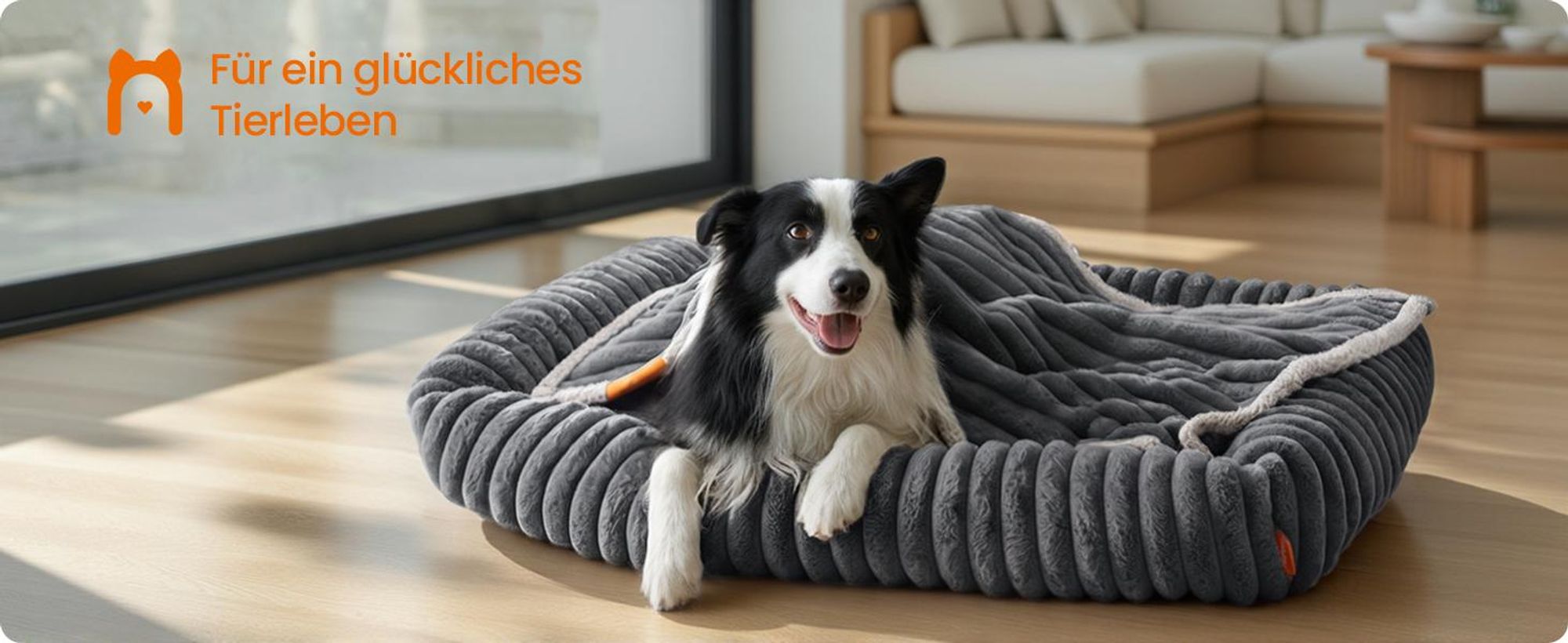 FEANDREA Hundebett, orthopädisches Hundekörbchen, Hundekissen waschbar, weiche Polsterung, 106 x 75 x 20 cm, grau