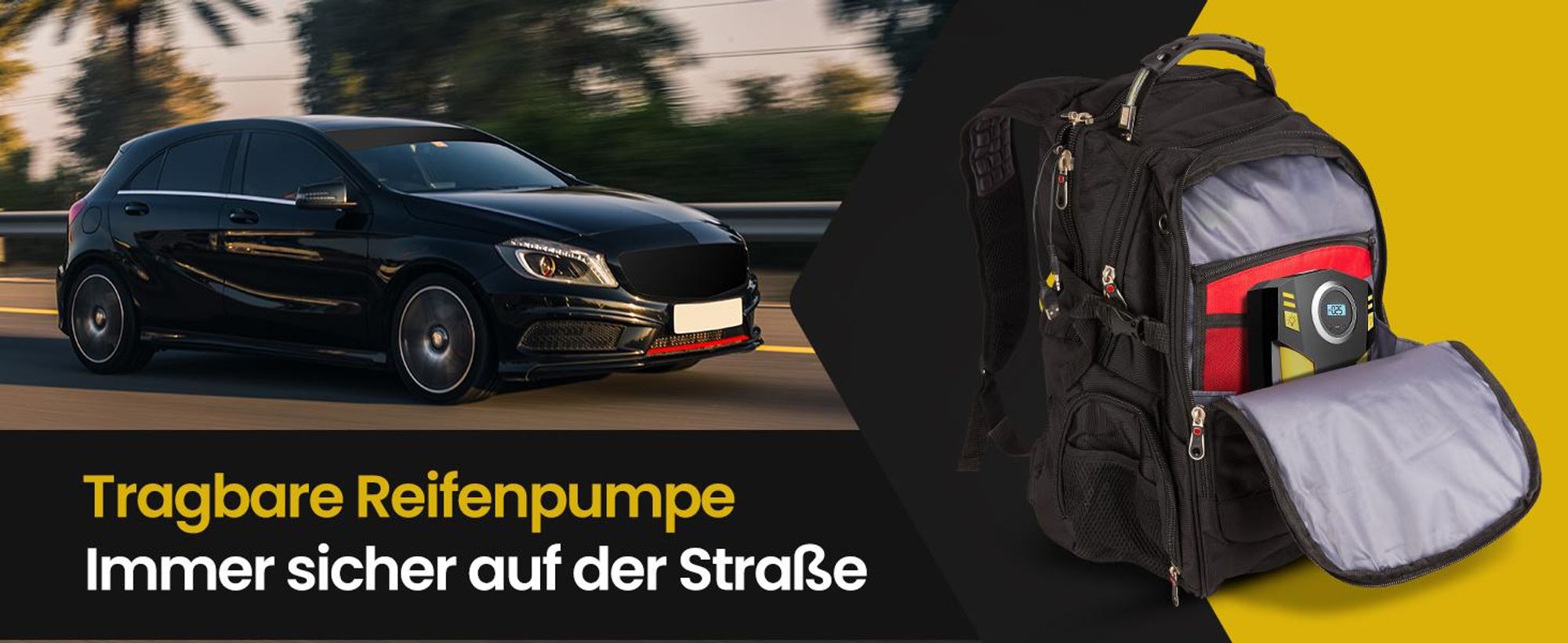 Olvy Luftkompressor Autoreifen 12V Netz, 10,3Bar Elektrische Luftpump, Digitaler Anzeige, LED-Leuchte Mini-Kompressor für Auto Fahrrad Bälle 4 Ventile
