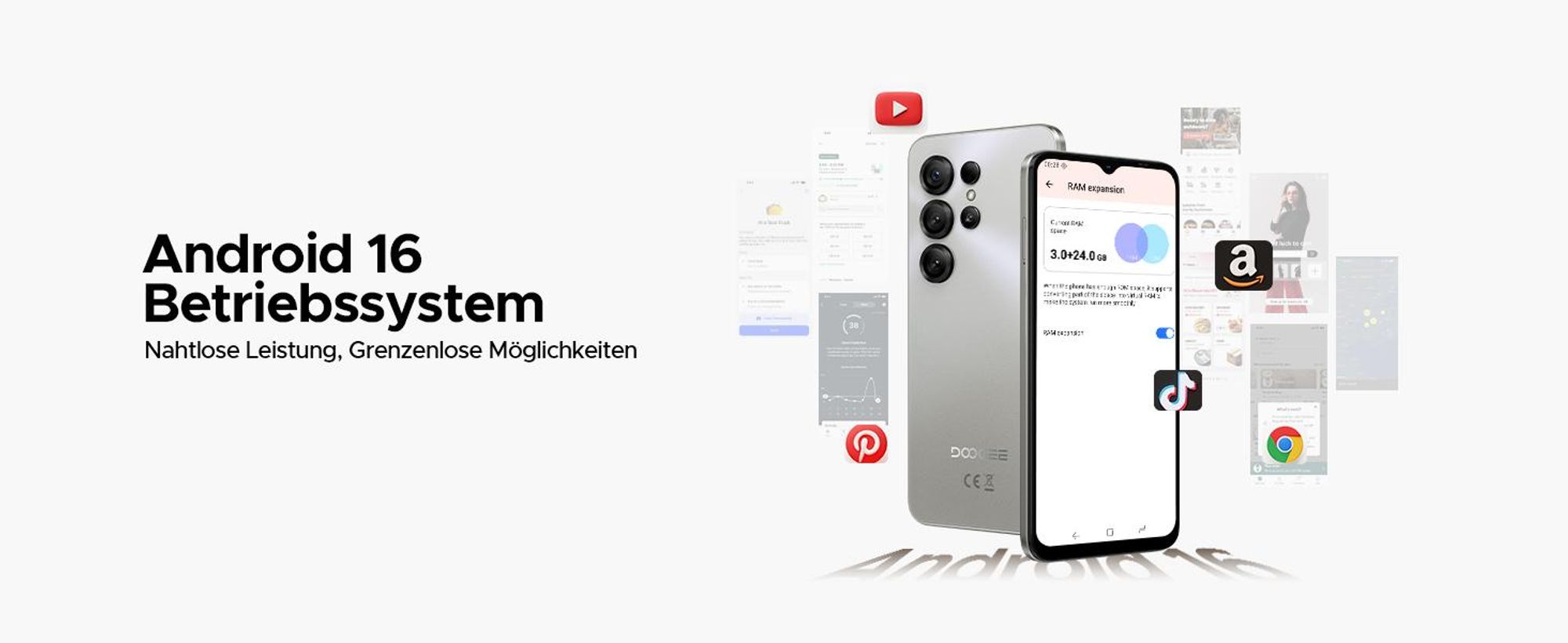 DOOGEE Note56 X Smartphone Handy, Android 16, 6,56" 90Hz, 6150mAh Akku, 24GB RAM+64GB ROM, 4G, 8MP, Gesichtserkennung, OTG, ohne Vertrag