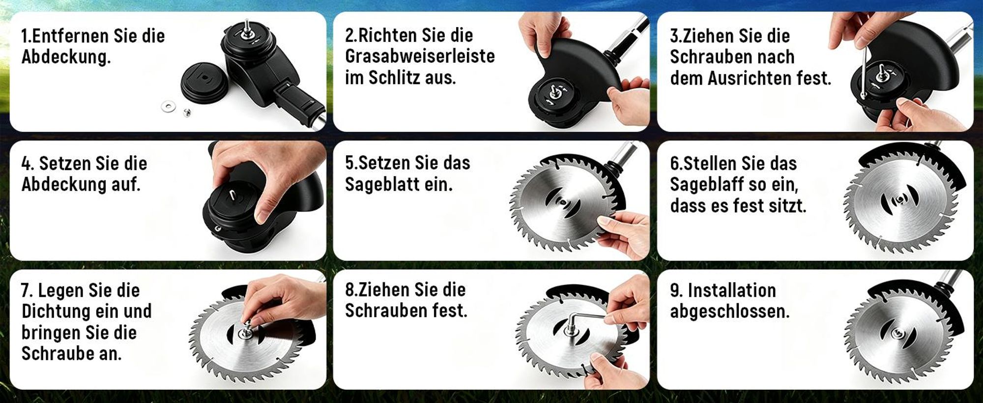 Akku-Rasentrimmer, elektrischer Rasenmäher, mit 2 Akkus und Ladegerät, 180° Schnittwinkel, Teleskopstiel und Zusatzgriff