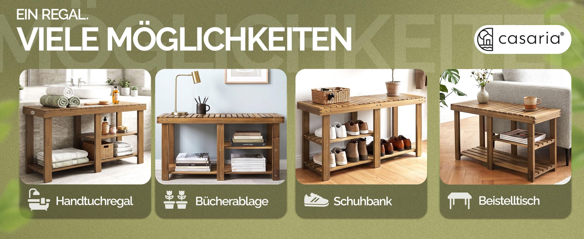 CASARIA Schuhbank mit Sitzfläche 87 x 45 x 30 cm 160kg Belastbarkeit 3 Ebenen Akazie Holz Massiv Flur Diele Bad Sitzbank Schuhregal Schuhschrank Braun