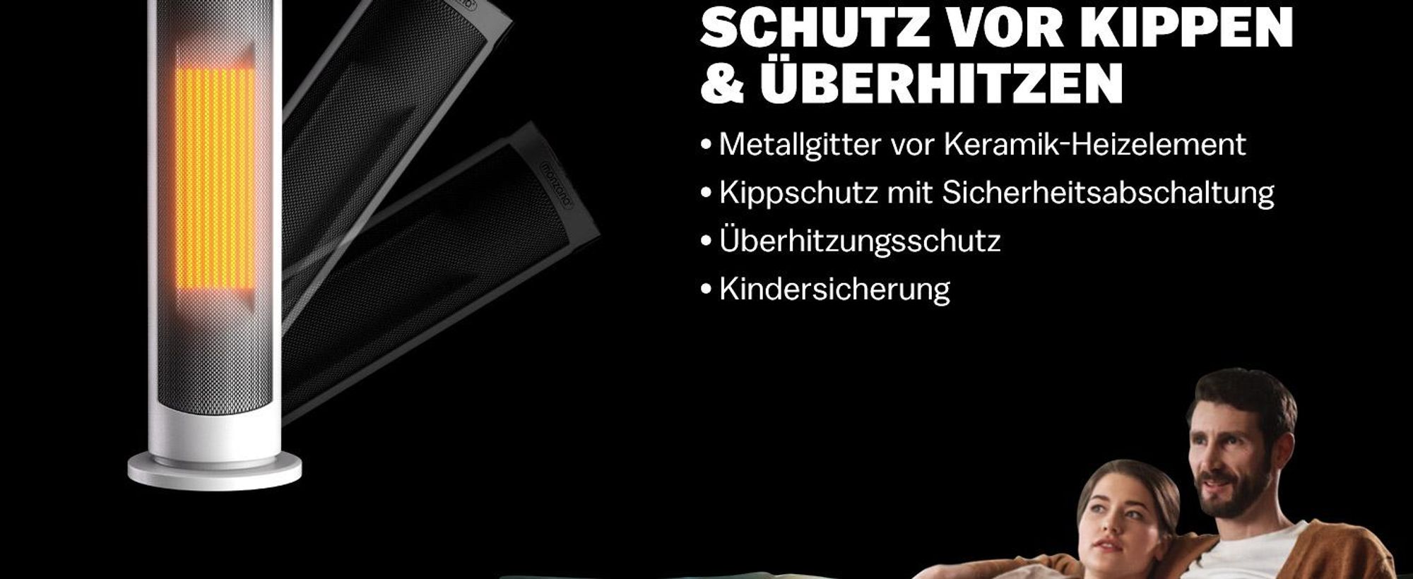 MONZANA® Keramik Heizlüfter 2000W 4 Betriebsmodi 15-35°C Energiesparend 70° Oszillation Timer Leise Fernbedienung Elektroheizung Heizstrahler weiss