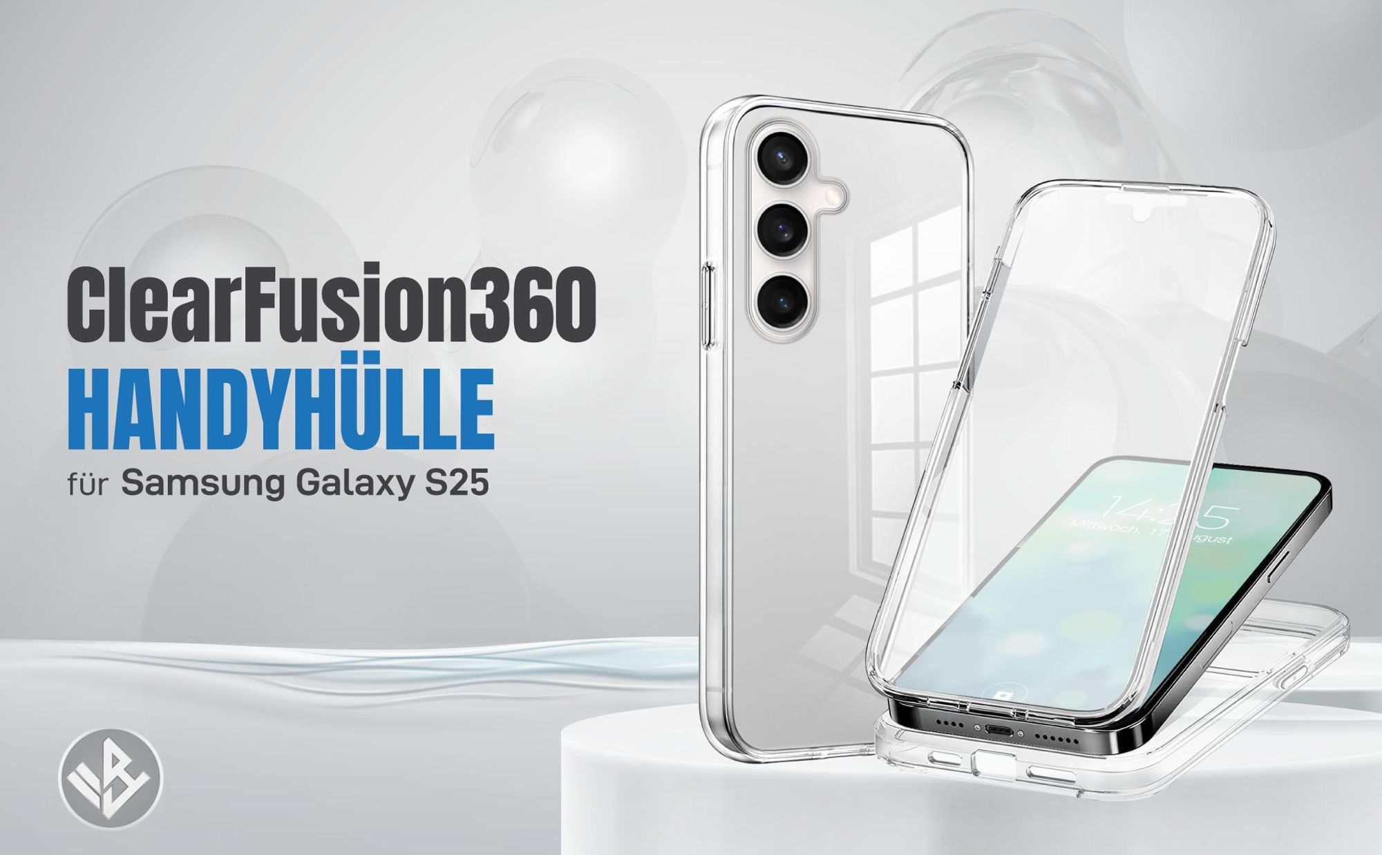 Transparente 360 Grad Hülle für Samsung Galaxy S25 mit Kameraschutz