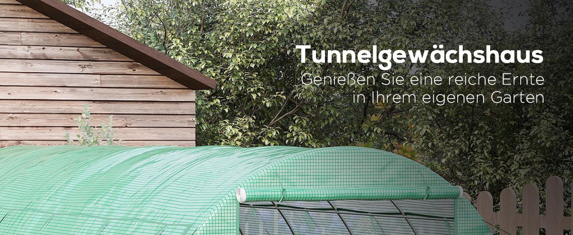 Outsunny Foliengewächshaus Polytunnel 3,97 x 3 x 2 m Abdeckungen aufrollbar Grün