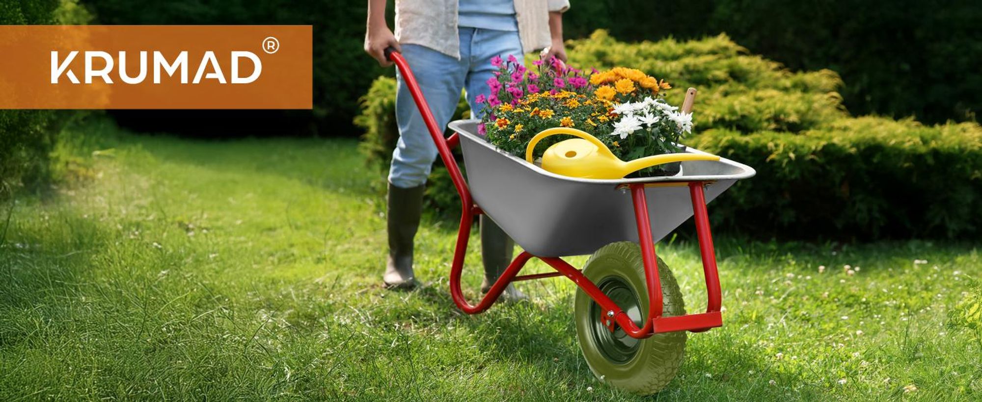 KRUMAD Schubkarrenrad Vollgummi mit Achse 200 kg 4.80/4.00-8 39 cm Metall Ersatzrad für Schubkarre Schubkarrenzubehör