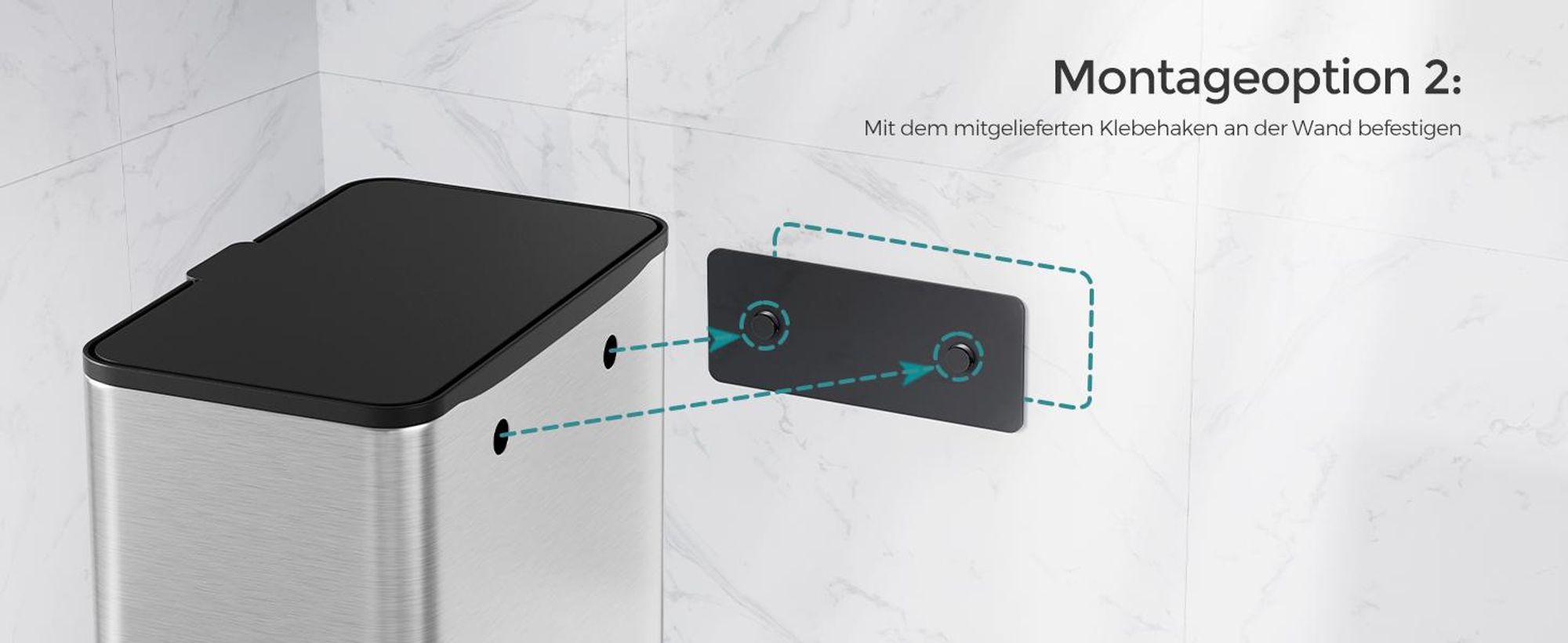 SONGMICS Mülleimer hängend, 8 L Komposteimer Küche, Stahl-Abfalleimer mit Deckel für Biomüll, mit Haken