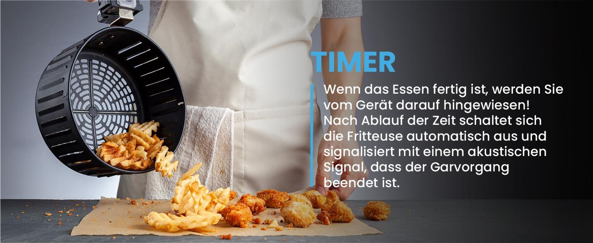 Moderne Heißluftfritteuse AirFrayer mit LCD und spülmaschinenfest