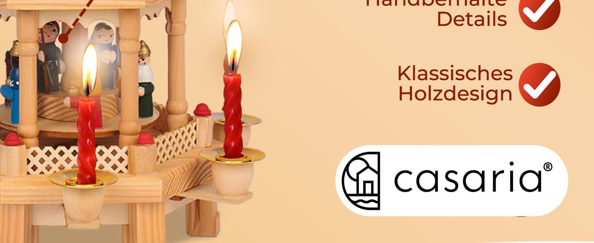 CASARIA Weihnachtspyramide aus Echtholz 3 Etagen