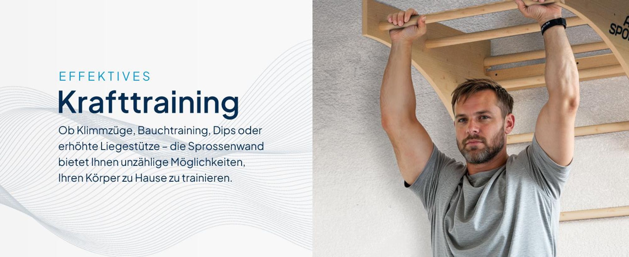 ArtSport Sprossenwand für Erwachsene & Indoor - aus Holz mit Klimmzugstange - Natur