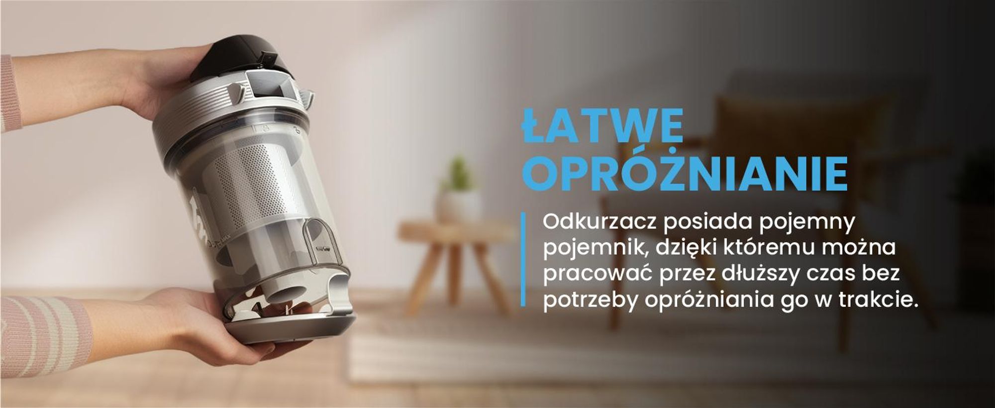 Odkurzacz cyklonowy z filtrem HEPA bezworkowy o dużej sile ssania