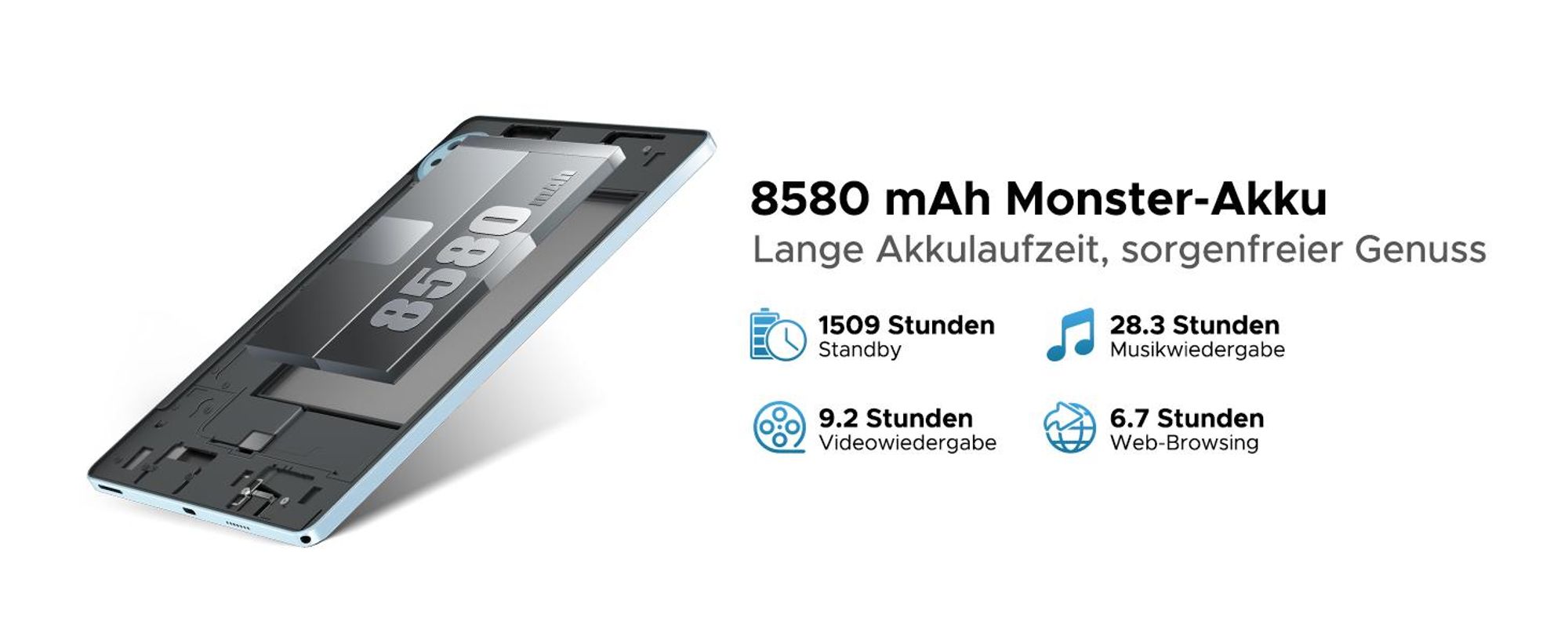 DOOGEE U11 VIP Tablet - Android 15, 11 Zoll,16(4+12)GB RAM+128GB(bis 2TB erweiterbar),90Hz,8580 mAh,Tastatur-Set