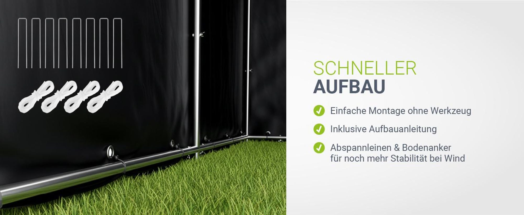 Juskys® Gerätezelt S, 180x120x165 cm in Anthrazit, mit Metallrahmen, Fenstern und Tür