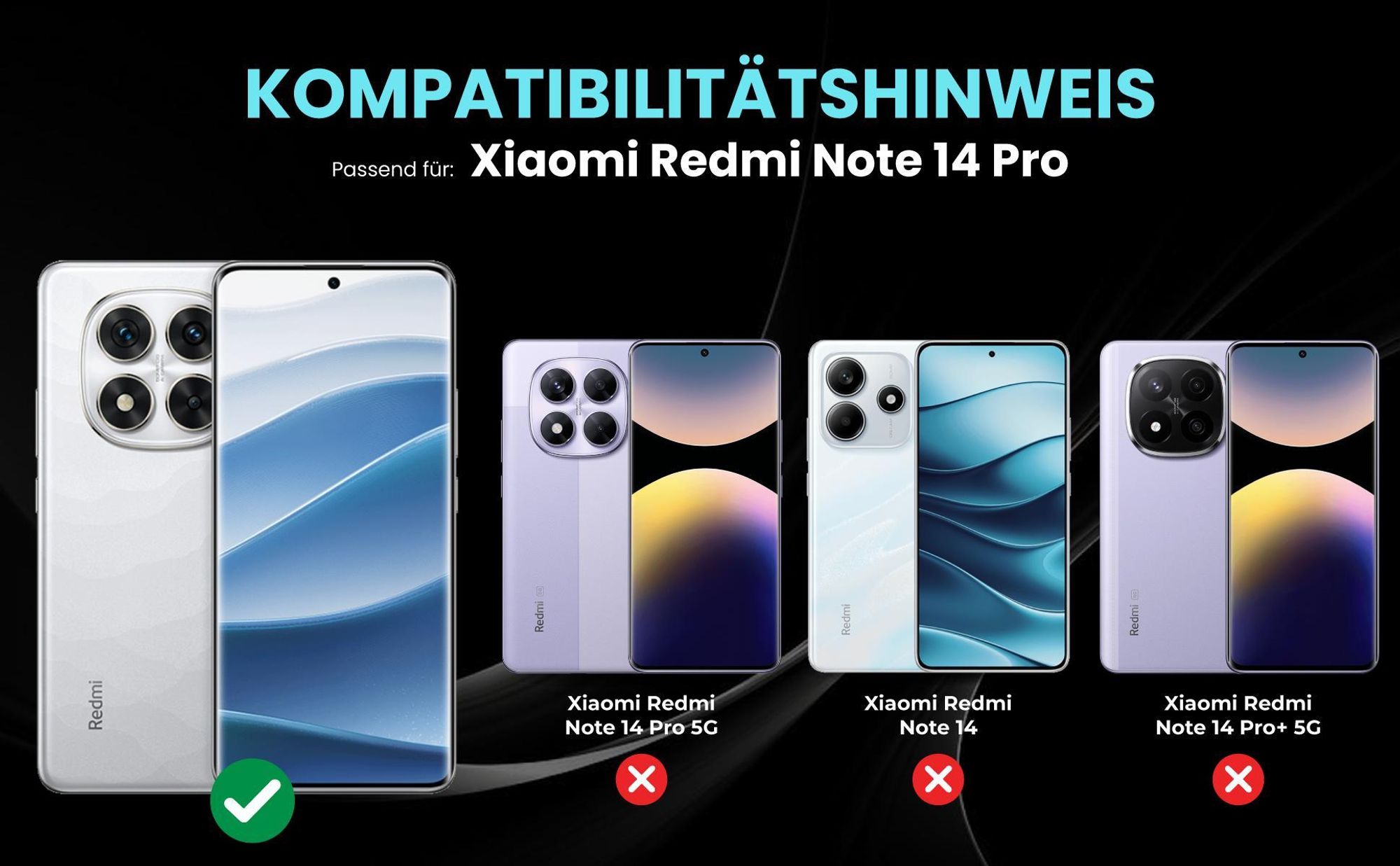 Kompatibilitätshinweise Hülle für Xiaomi Redmi Note 14 Pro