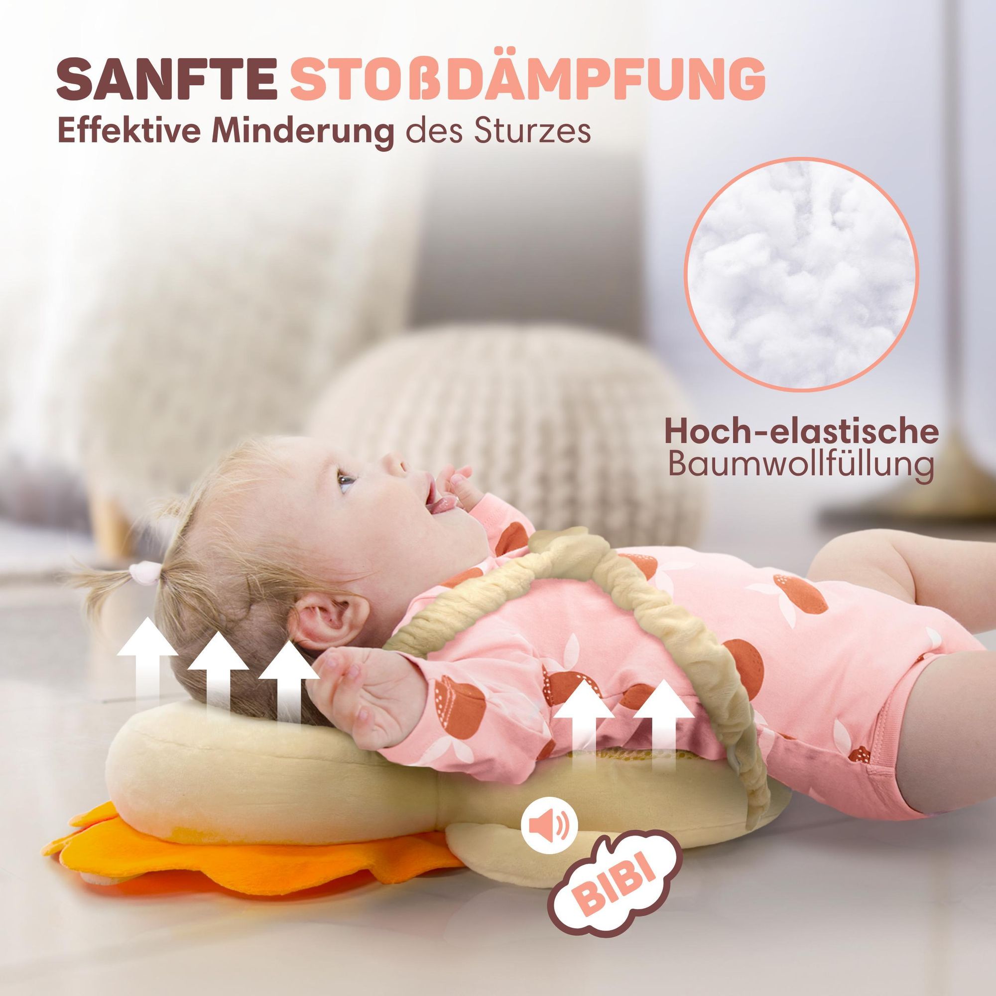 Vulpes Goods Baby Kopfschutz, Fallschutz-Rucksack für Kinder, 3D Löwenform, Kopf-Rückenprotektor Kleinkinder, sicher Krabbeln & Gehen lernen