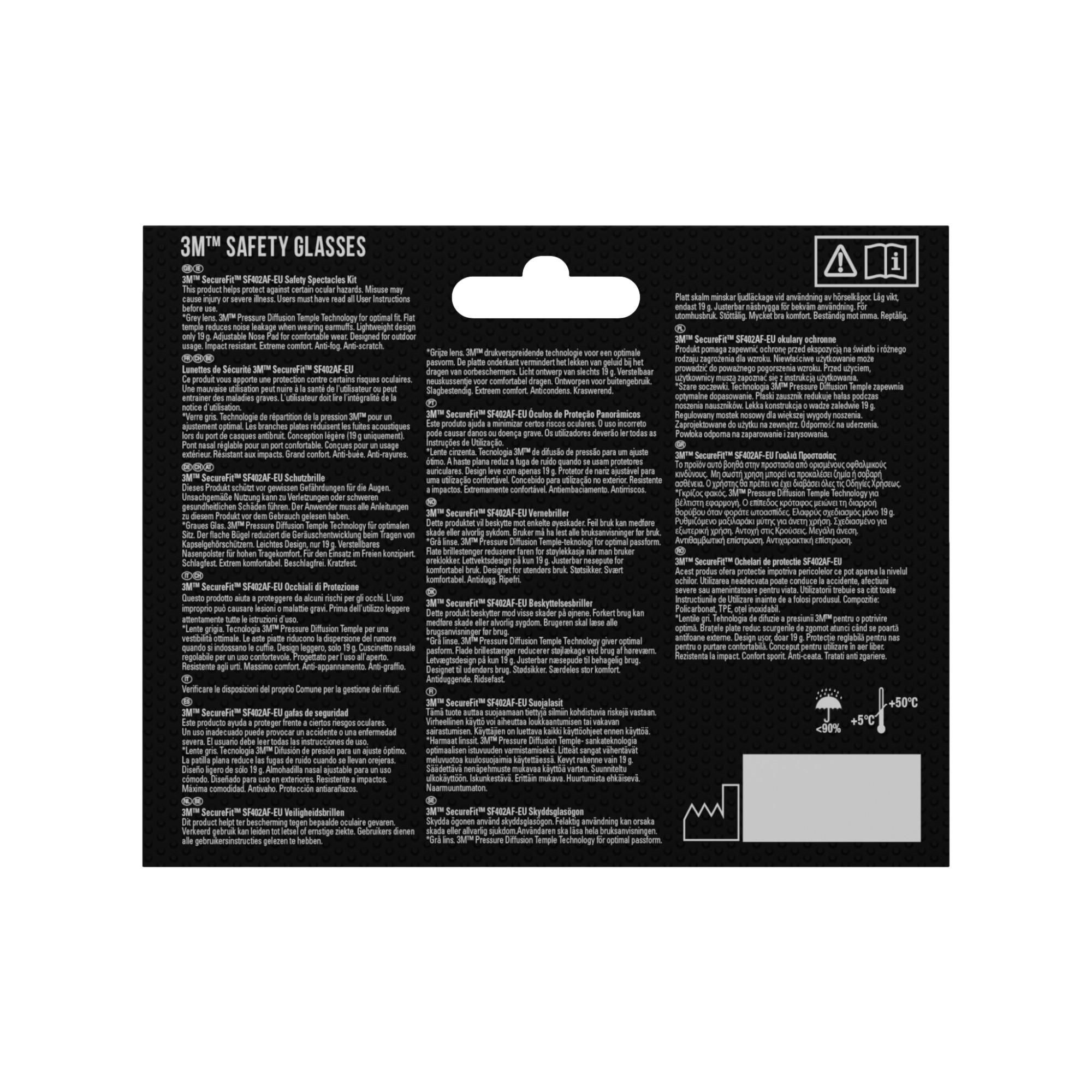 3M™ SecureFit™ Schutzbrille - Sicherheitsbrille Laborbrille - Graues Glas UV 99%