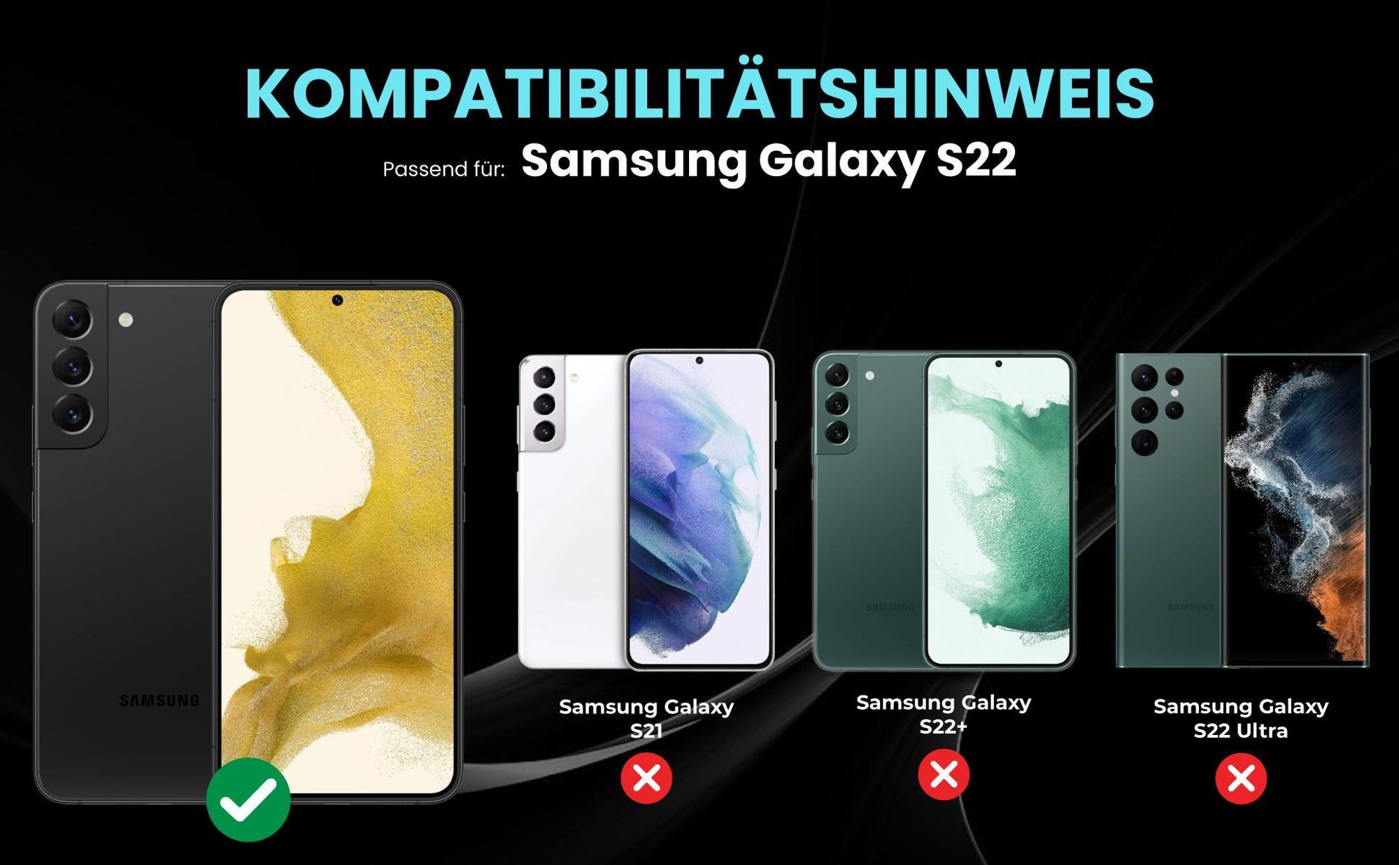 Kompatibilitätshinweise Hülle für Samsung Galaxy S22