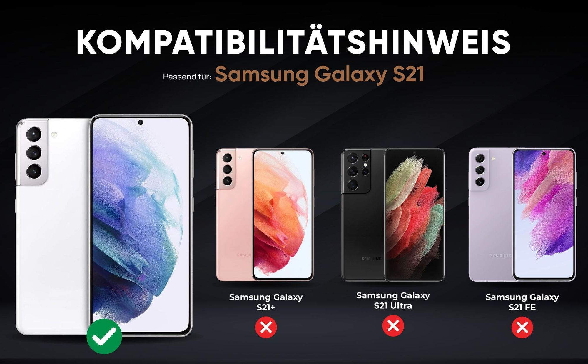 Kompatibilitätshinweise Hülle für Samsung Galaxy S21