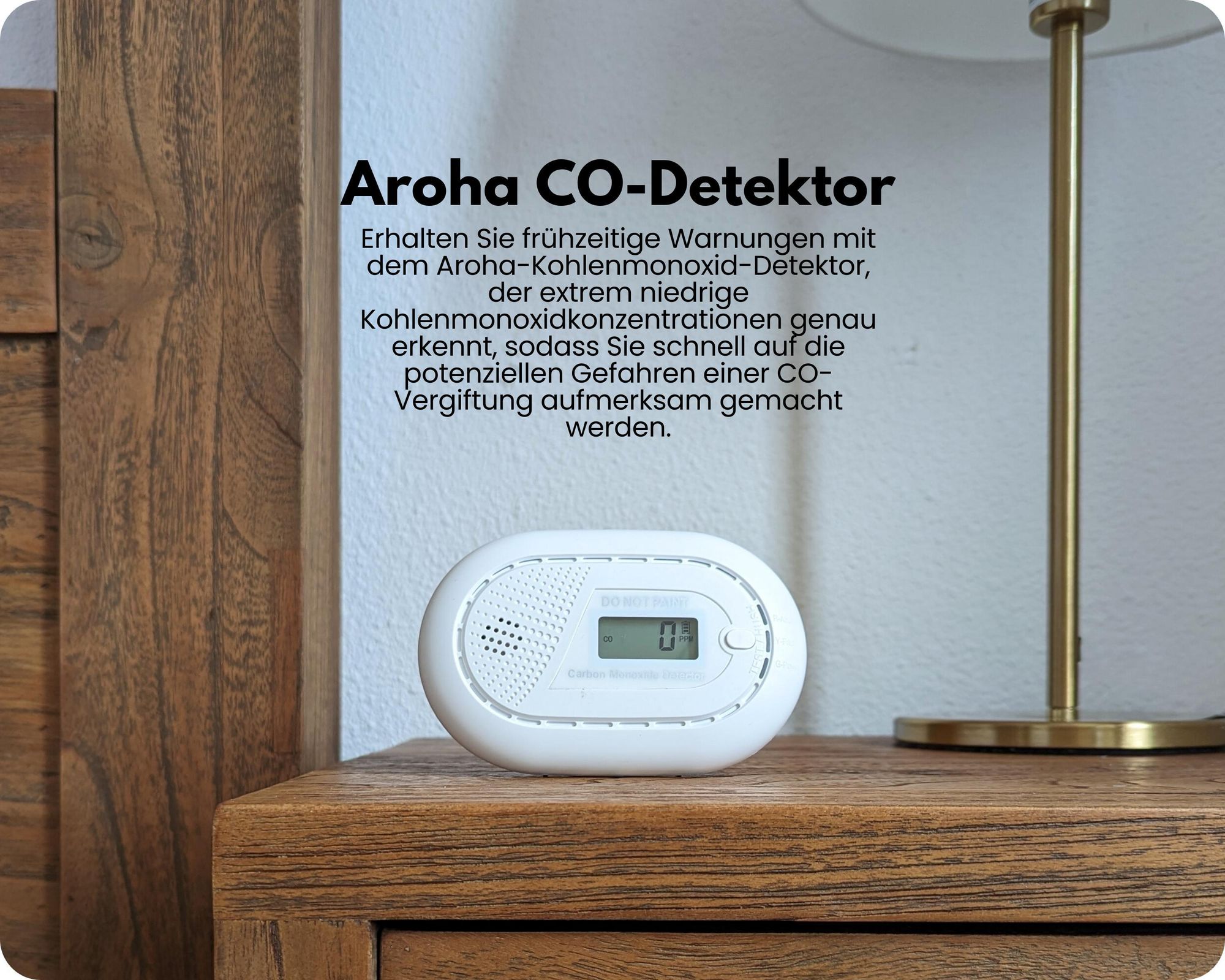 Aroha Safety Pro Kohlenmonoxid Melder - 10 Jahre Batterie - CO Melder Wohnmobil, CO Warner, Kohlenmonoxid Messgerät - 1 set