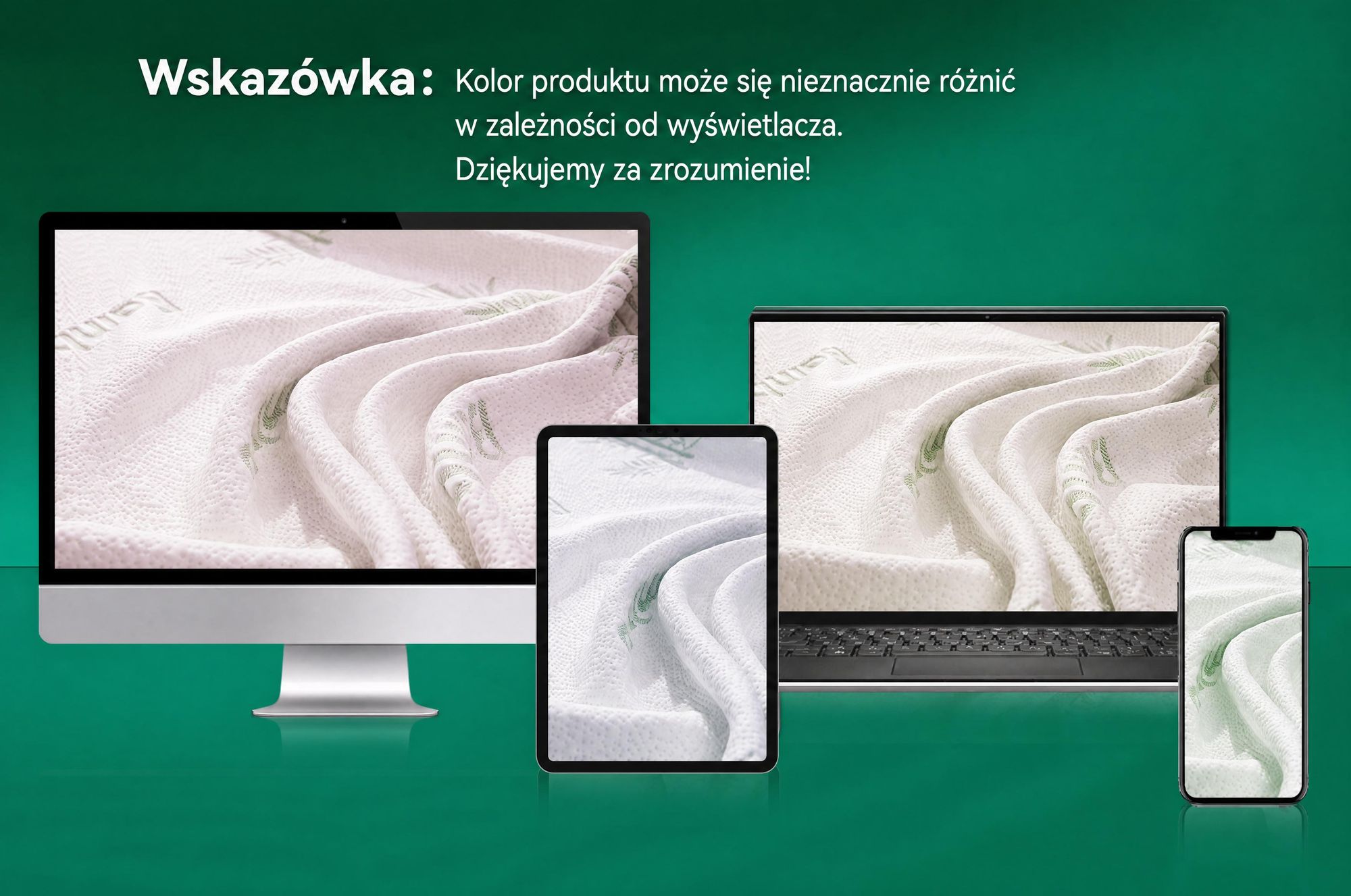 NicePlus, materac kieszeniowy 2 w 1, 90x200x7 cm, pianka termoelastyczna z podkładką z bambusa, z gumkami narożnymi pasującymi do wszystkich materacy, twardość H2/H3, kolor zielony