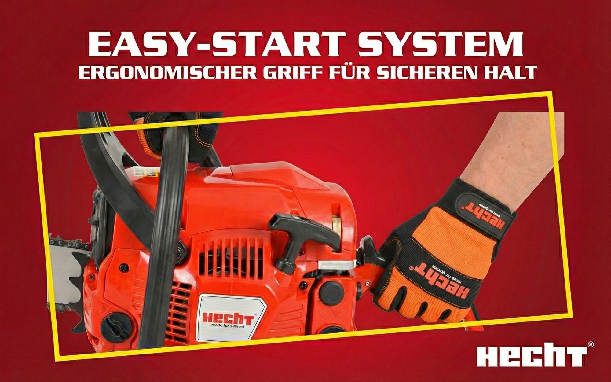 Kettensäge Motorsäge Benzin HECHT 945 | 45 cm Schwertlänge | 2,4 PS / 1,7 kW | 23 m/s | 5,6 kg