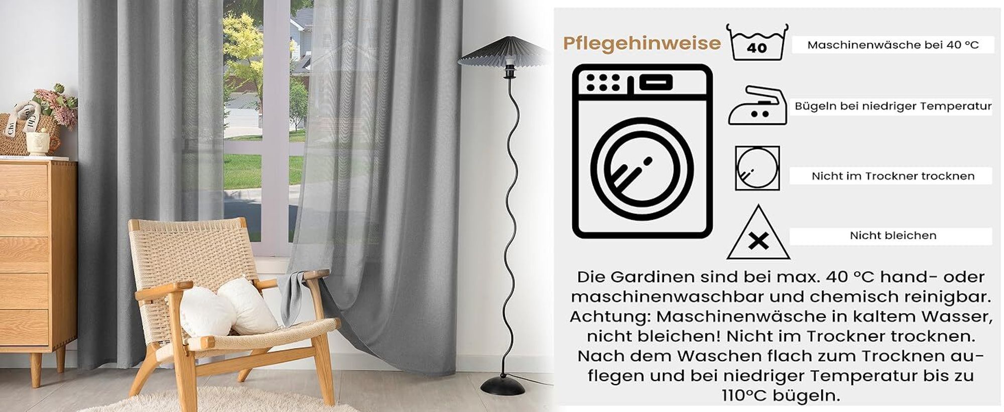 Woltu W0UTT0243, Grau, Einfarbig, Polyester, Maschinenwäsche